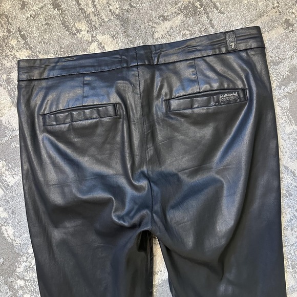 7 For All Mankind Pants Womens 27 Black Coated Faux Leather Tapered Ankle Slim - Picture 9 of 16